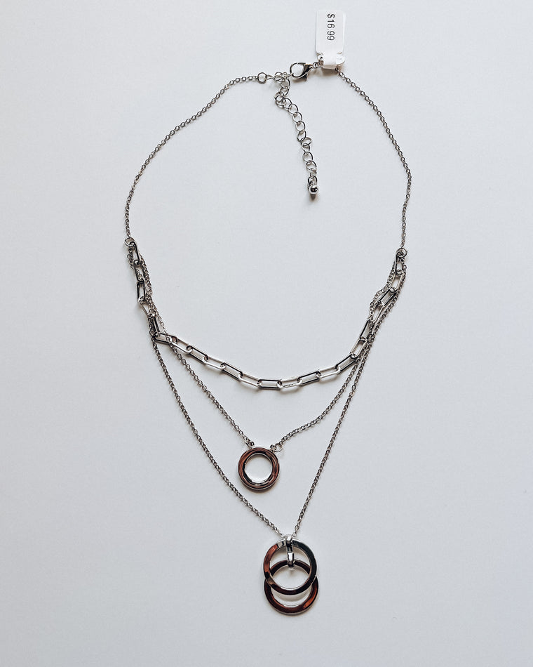 layered circle necklace [silver]