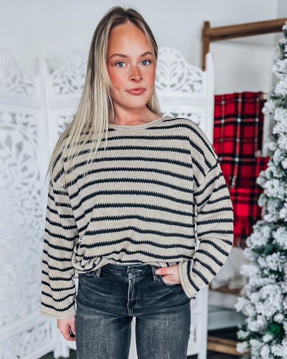 Harper stripe sweater [taupe/blk]