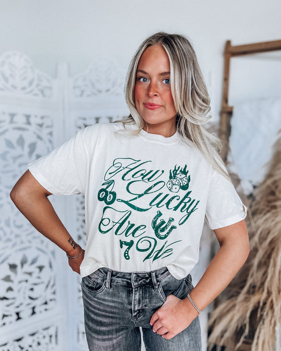 How Lucky Are We Crop T-shirt [natural/green]