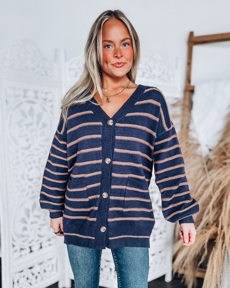 Lou Sweater Cardigan [navy/mocha]