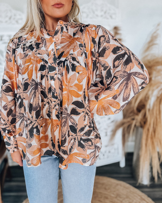 Autumn Botanicals Blouse [black/orange]