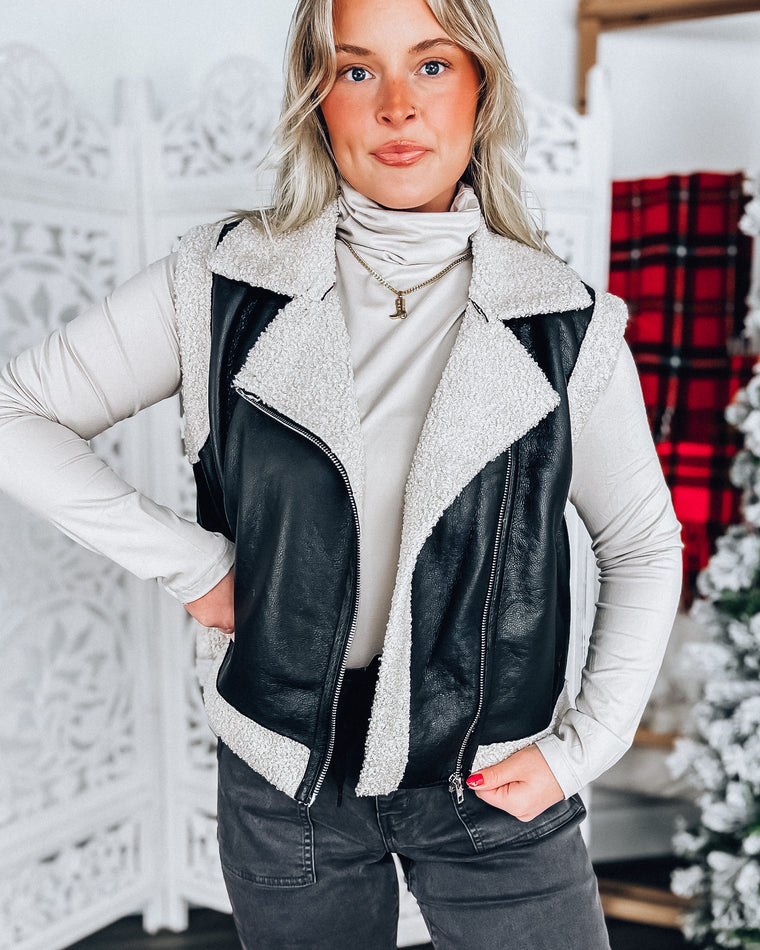 Blakely Leather Vest [black/ivory]