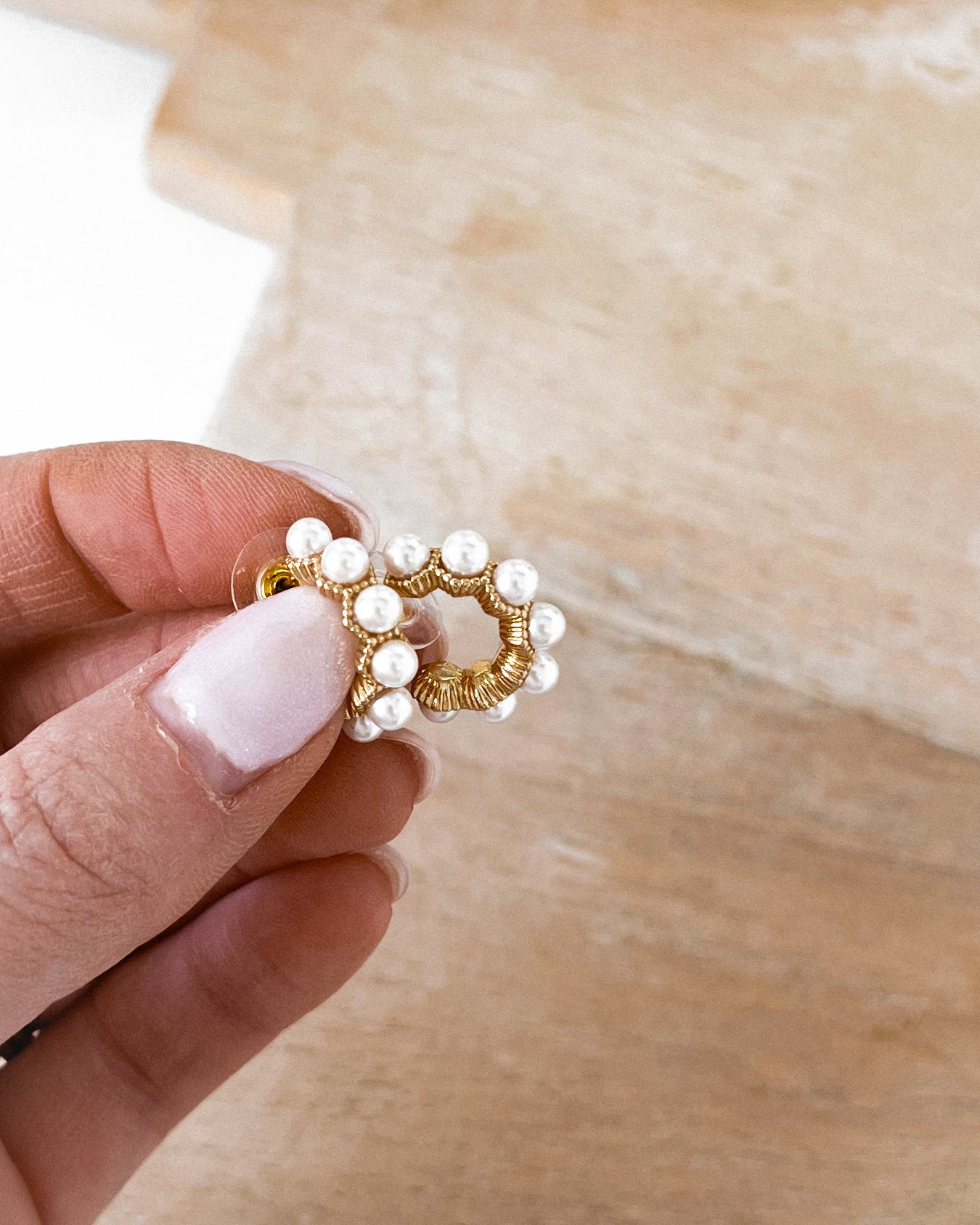 SMALL Pearl Studded Hoops WP [14K gold dipped]