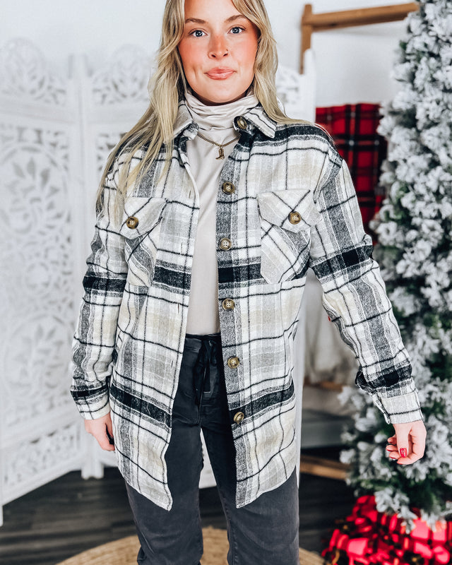 Ella's Everyday Plaid top [white/grey]