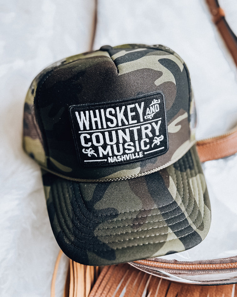 Whiskey and Country Music Trucker Hat [camo]