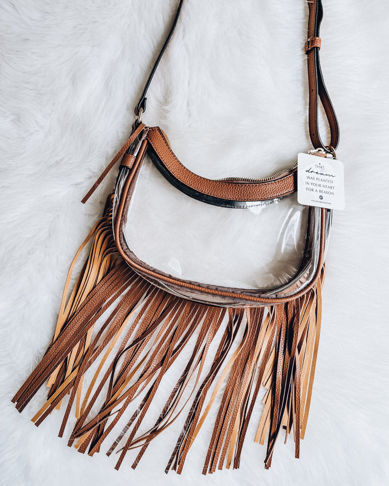 Western Clear Fringe Bag [camel brown]