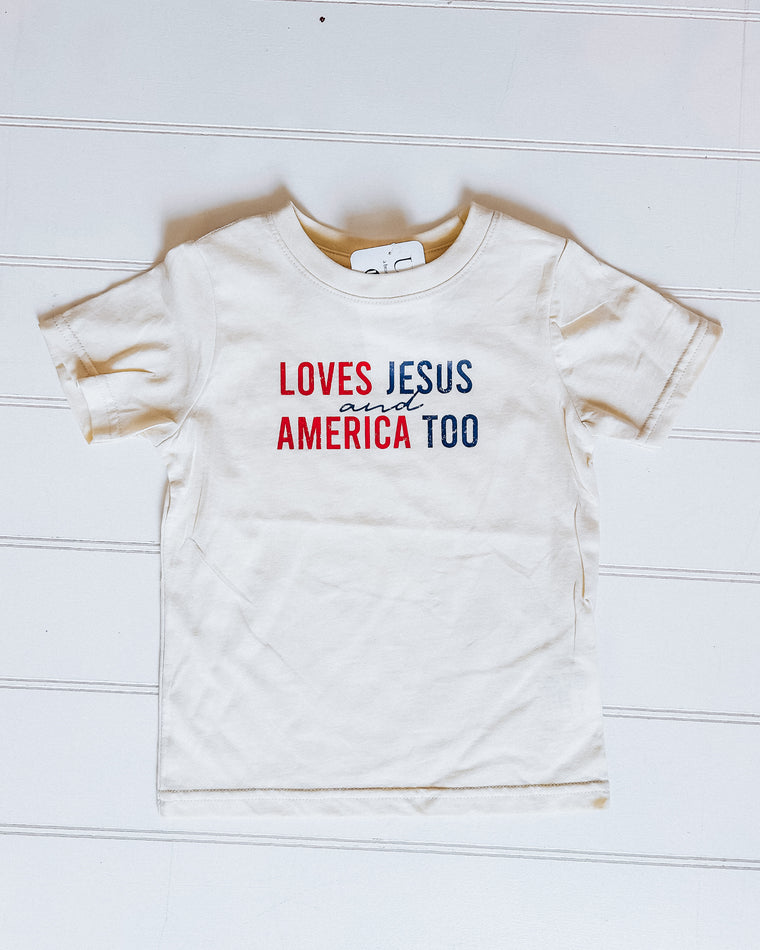 Loves Jesus and America TODDLER Tee [cream]