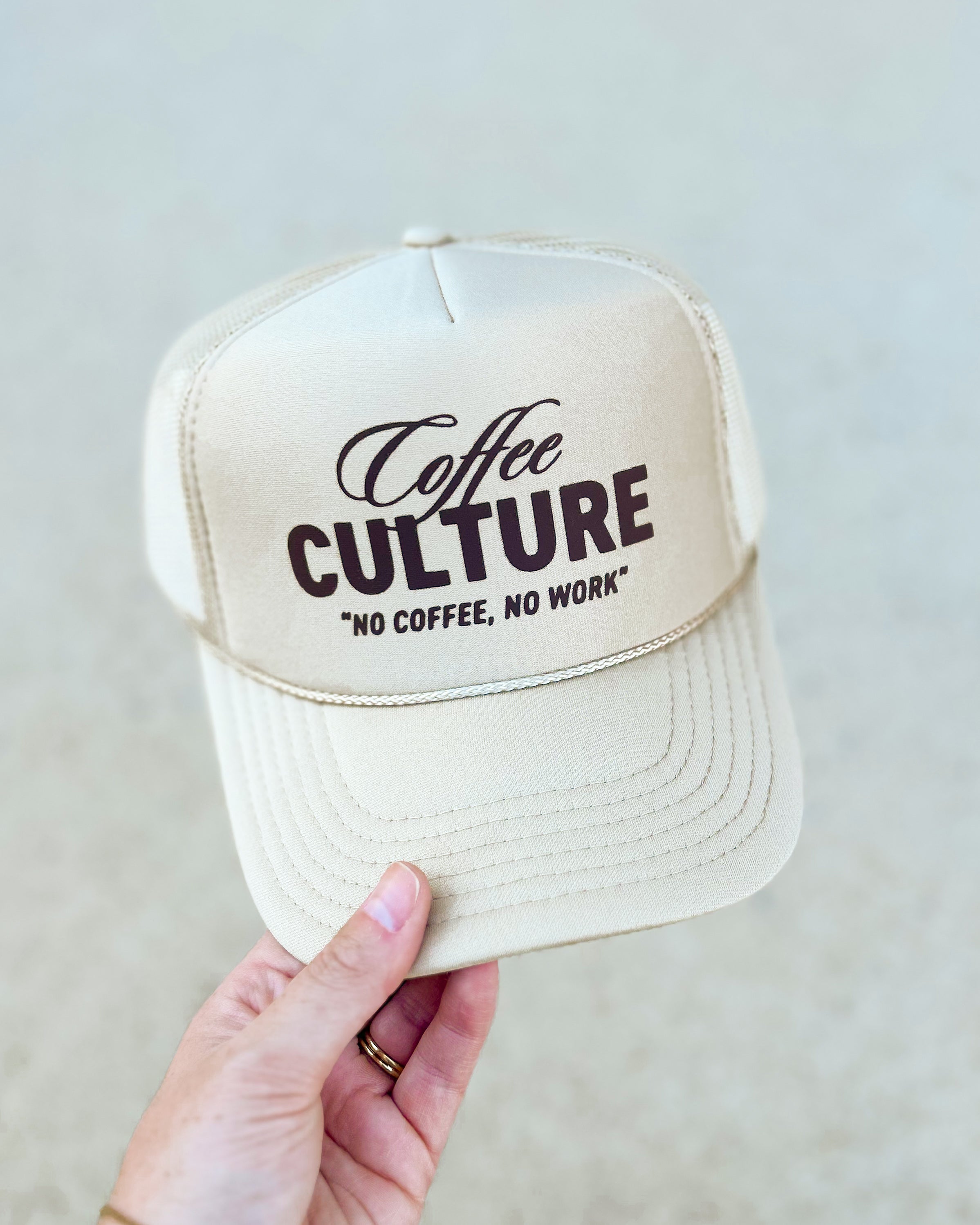 "Coffee Culture" Trucker Hat [khaki/brown]