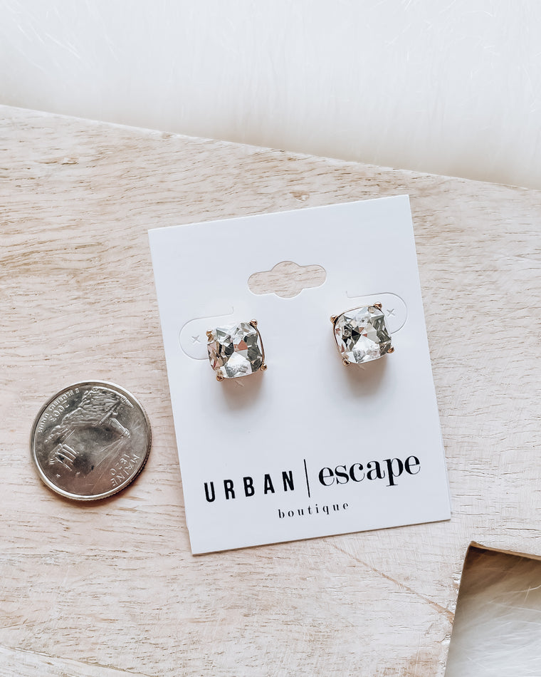 Crystal Stud Earrings  [gold]