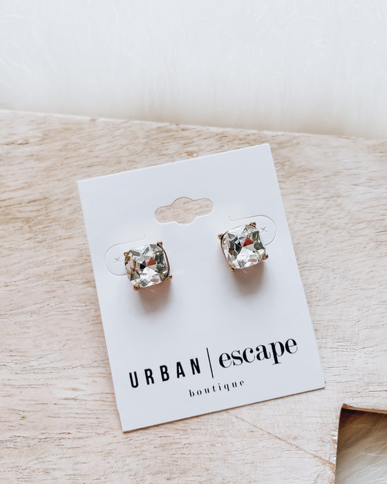 Crystal Stud Earrings  [gold]