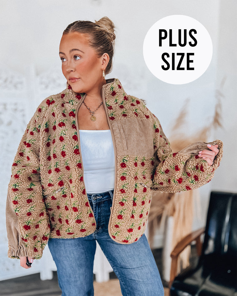 PLUS SIZE Rosabelle Jacket [camel/red flowers]