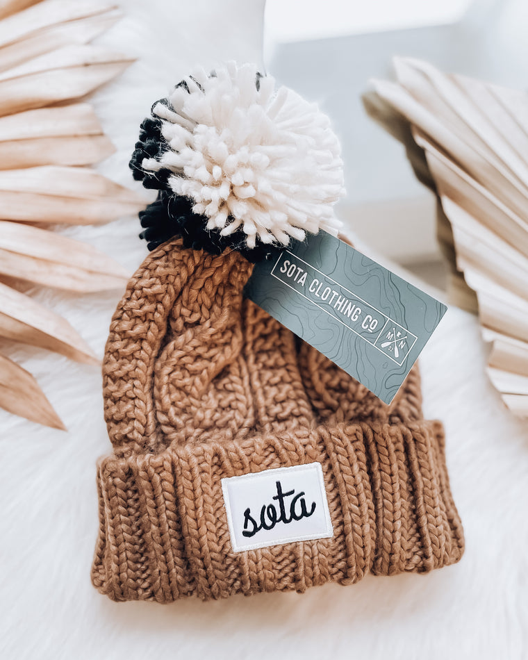 Cat Track Toddler Beanie [camel/blk]